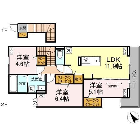 YAMAJUII(3LDK/2階)の間取り写真