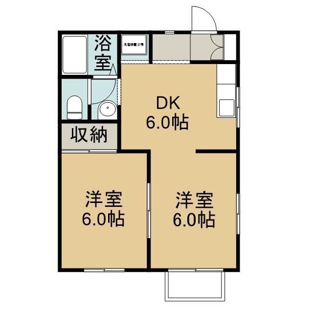 サニーガーデン(2DK/2階)の間取り写真