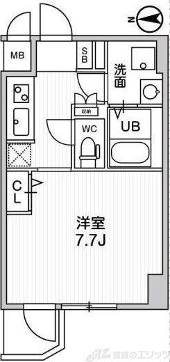 LA DOUCEUR江坂II(1K/7階)の間取り写真