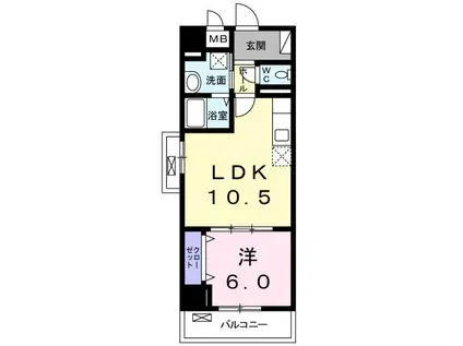 英照マンション(1LDK/8階)の間取り写真