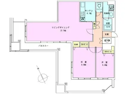 茅場町タワーレジデンス(2LDK/17階)の間取り写真