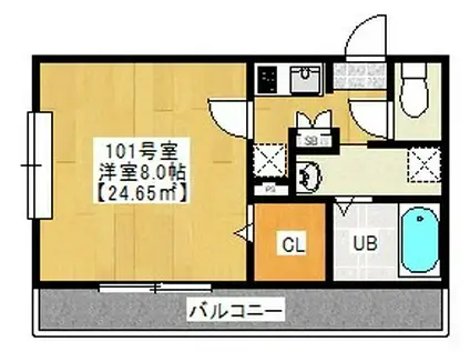 ドゥミエール・ソフィア(1K/1階)の間取り写真