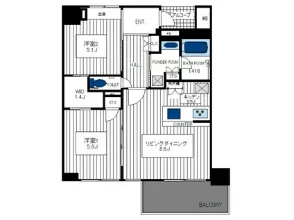 セントラルガーデン(2LDK/4階)の間取り写真