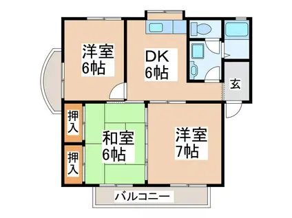 マンション実輝(3DK/1階)の間取り写真