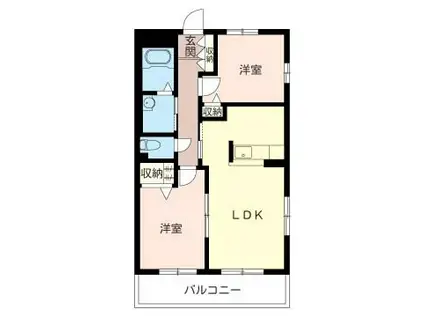 フェンテ南館(2LDK/1階)の間取り写真