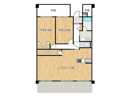 ファミールハイツ鳳サウスフォレスト1番館(2LDK/9階)の間取り写真