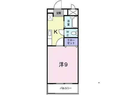 ラフィネ天久保B(1K/3階)の間取り写真