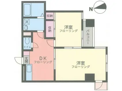 ベルセゾン山手(2DK/1階)の間取り写真