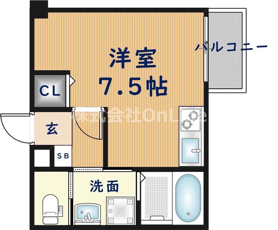 リビングライフ長瀬(ワンルーム/3階)の間取り写真