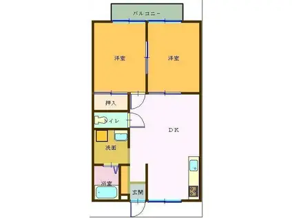 オードハイム(2DK/2階)の間取り写真