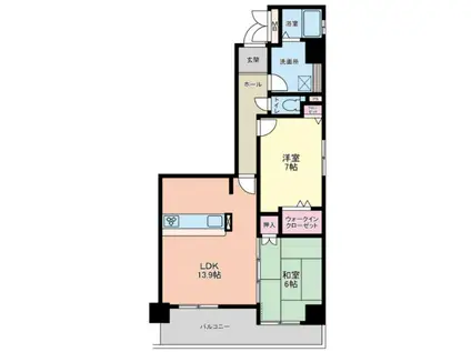 ルワージュ八幡駅前2(2LDK/3階)の間取り写真