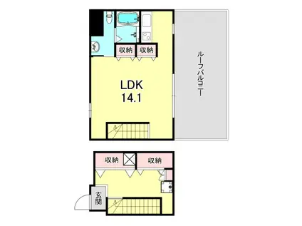 グラージェ三宮(1K/12階)の間取り写真