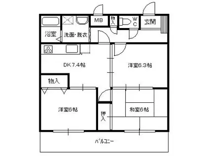 ハイム屋敷本(3DK/1階)の間取り写真