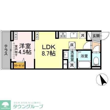 セレスティア鷺宮(1LDK/1階)の間取り写真
