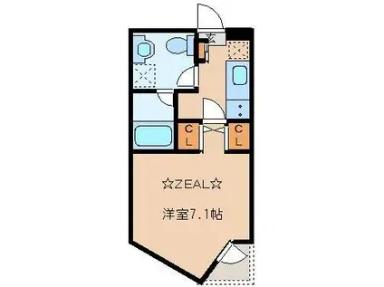 スリーベルマンションII(1K/4階)の間取り写真