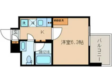 トキオ久米川タワー(1K/6階)の間取り写真