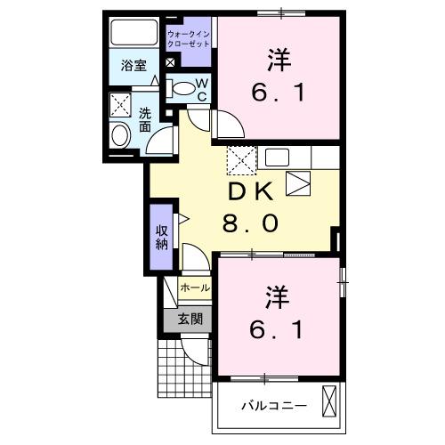 クラリス(2DK/1階)の間取り写真