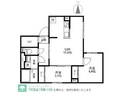 マリオン杉並(2LDK/2階)の間取り写真