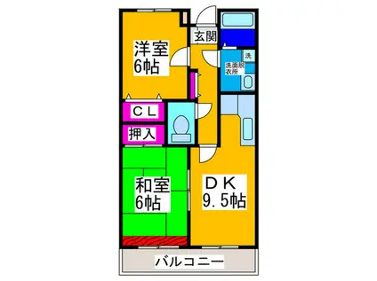 ADD HILLS(2DK/4階)の間取り写真