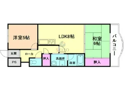 木村グリーンハイツ(2LDK/1階)の間取り写真