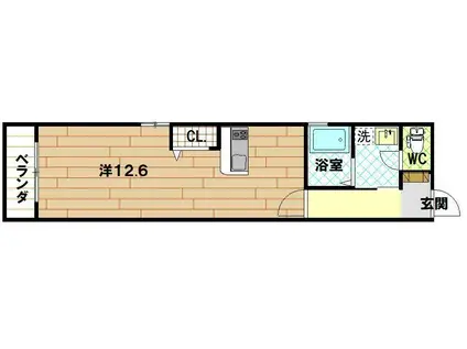 ルエラブル(ワンルーム/2階)の間取り写真