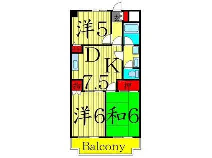 エスポワール東和(3DK/2階)の間取り写真