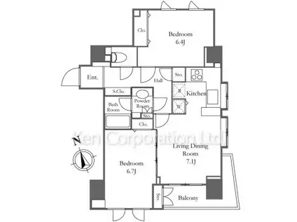 ダイアパレス麻布十番(2LDK/3階)の間取り写真