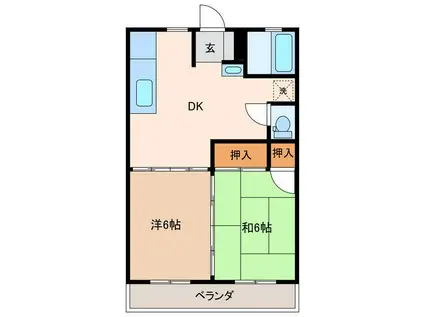 メゾン愛谷(2DK/2階)の間取り写真