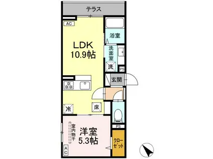 ドムスクレスト清新二丁目(1LDK/1階)の間取り写真