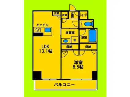 パルク ド ヴェールESAKA(1LDK/4階)の間取り写真