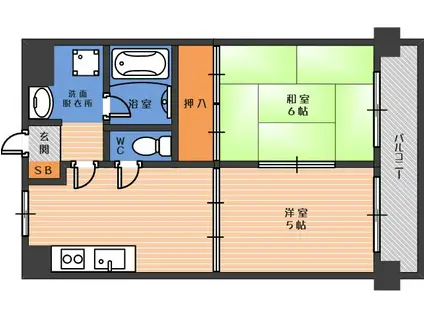 ロイヤルハイツ南栄(2DK/5階)の間取り写真