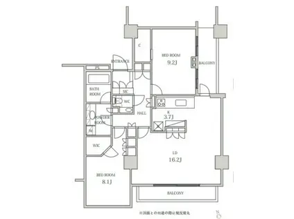 パークコート麻布十番ザタワー(2LDK/17階)の間取り写真