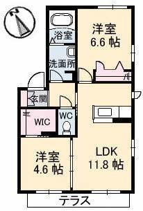 シャーメゾン高松西(2LDK/1階)の間取り写真