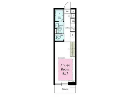リブリ・湘南六会(1K/2階)の間取り写真