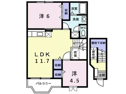 プレイスアイ(2LDK/2階)の間取り写真