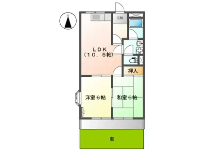 ベジタブルハイムA・B棟(2LDK/1階)の間取り写真