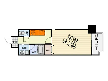 TKアンバーコート津久野(1K/2階)の間取り写真