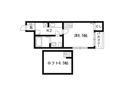 ヴィラ鳥羽見(1K/2階)の間取り写真