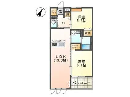 リトルパンドエム・ルーナ(2LDK/3階)の間取り写真