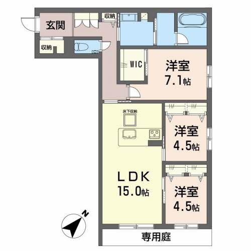 シャーメゾンアイリス(3LDK/1階)の間取り写真