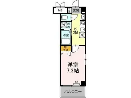 グランドパレス(1K/3階)の間取り写真