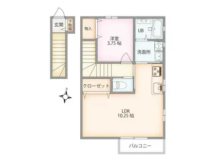 エスポワール(1LDK/2階)の間取り写真