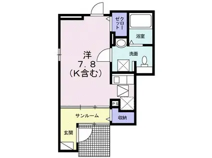 アーデル(ワンルーム/1階)の間取り写真