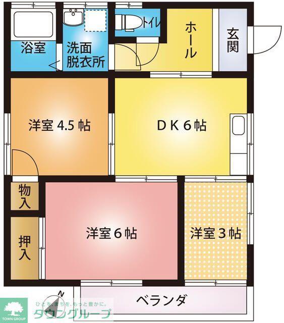 パーク稲穂(2SDK/2階)の間取り写真