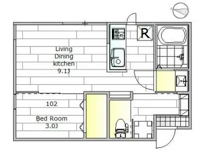 YAKUMO-GRAPHY(1LDK/1階)の間取り写真