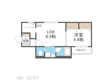 PRIME SQUARE KOTONIプライムスクエア琴似(1LDK/4階)の間取り写真