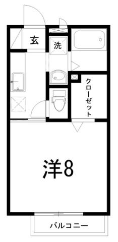 フローラル薊野V(1K/1階)の間取り写真