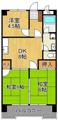 シャトレ苅田II(3DK/7階)の間取り写真