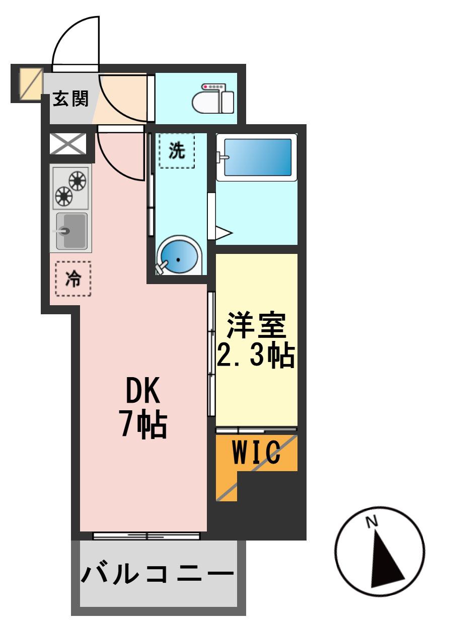 プロスタイルウェルス新小岩(1DK/6階)の間取り写真