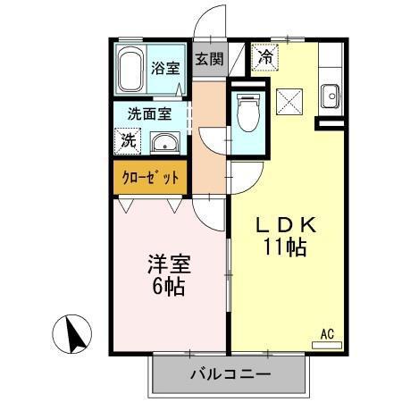 グランド・ソレイユ(1LDK/1階)の間取り写真
